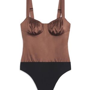 WeWoreWhat ruched cup charmeuse bodysuit